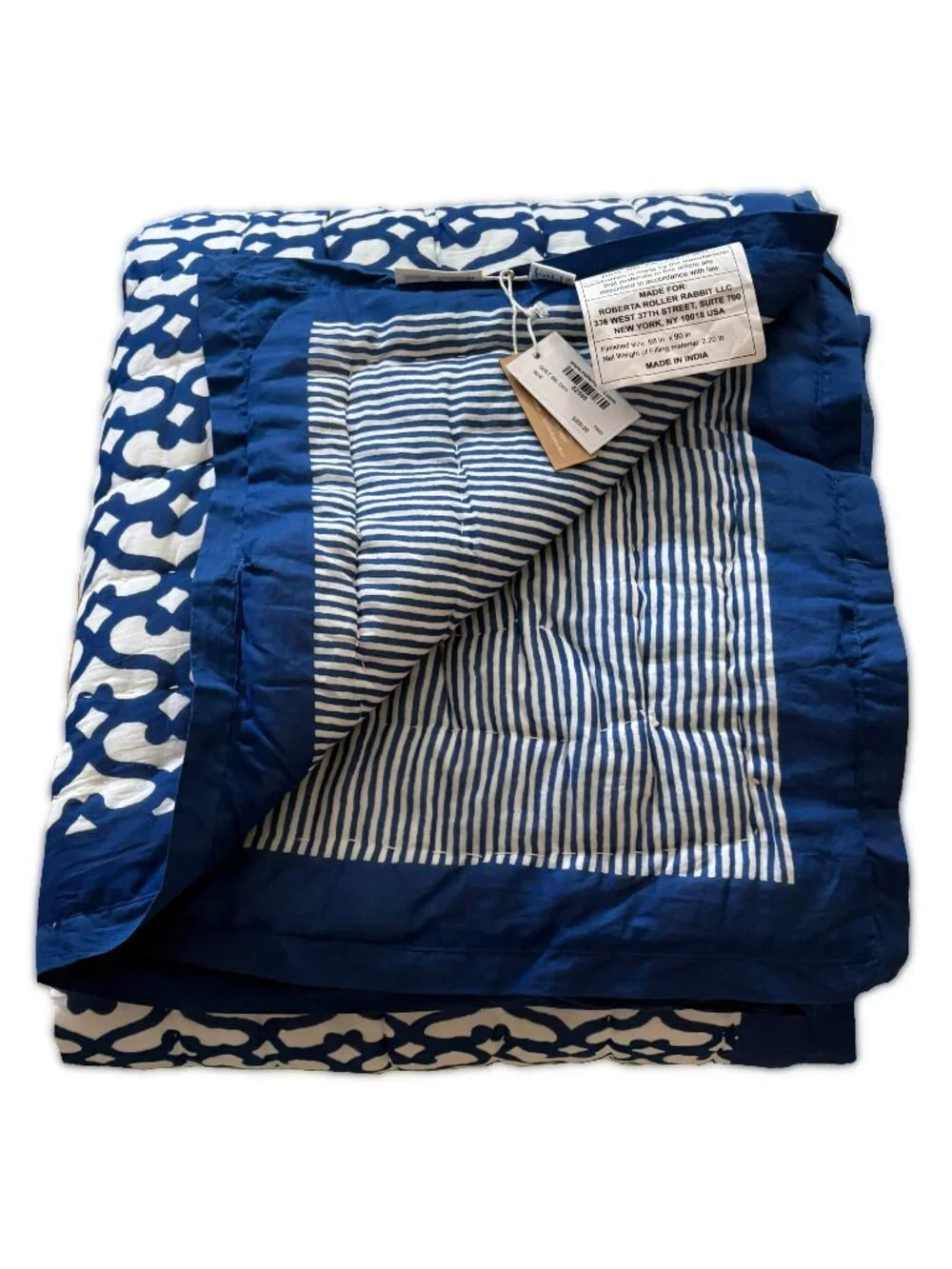 Roller Rabbit TWIN Quilt Big Cata Print Blue White NEW WITH TAGS